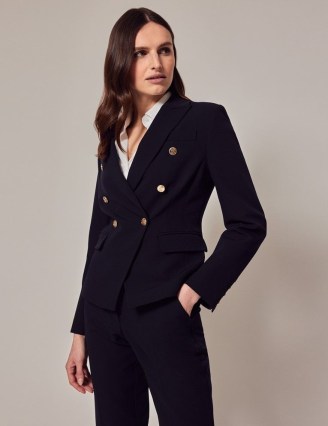 HAWES and CURTIS Navy Double Breasted Suit Jacket – women’s smart dark blue jackets – women’s work suits – corporate workwear