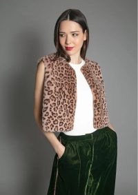 NOOKI Edelweiss Faux Fur Gilet in Leo Natural / women’s fluffy animal print gilets