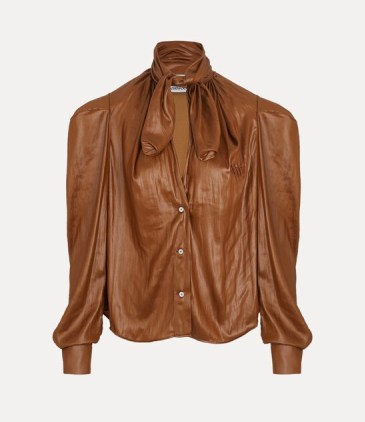 Vivienne Westwood Now Blouse in Cognac ~ brown glossy necktie blouses