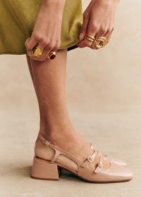 Sezane Paula Babies in Polished nude ~ pale pink patent leather block heel shoes