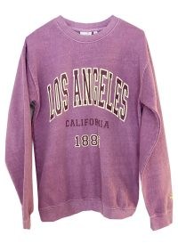 RAINBOW COLOURS Los Angeles Sweatshirt in Lilac / women’s slogan sweatshirts