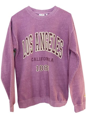 RAINBOW COLOURS Los Angeles Sweatshirt in Lilac / women’s slogan sweatshirts