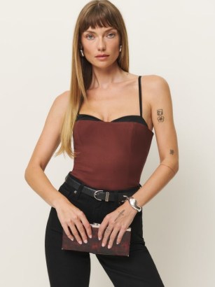 Reformation Melanie Top in Red | fitted slender shoulder strap tops | sustainable fashion