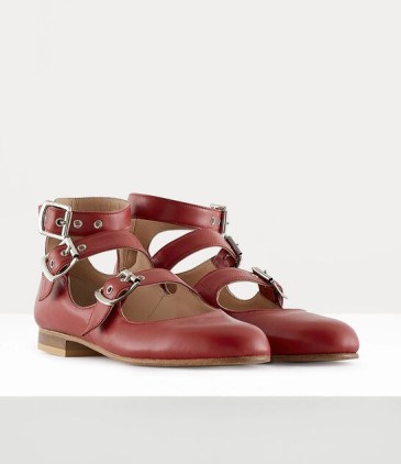 Vivienne Westwood Roman Three Strap Sandal in Red ~ unisex leather buckled sandals