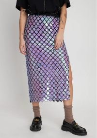 STELLA NOVA Sequins Skirt in Seductive Purple / women’s sequin covered skirts / sequinned fashion