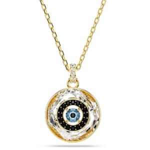 SWAROVSKI Symbolica pendant Evil eye, Small, Multicoloured, Gold-tone plated – round crystal pendants