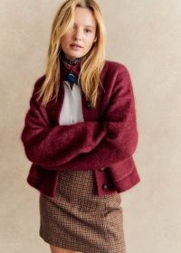 Sezane Thais Jacket in Burgundy ~ dark red knitted jackets