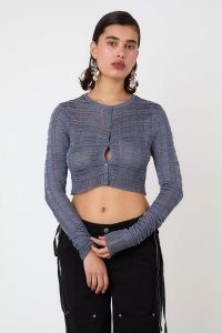 peachy den The Agnes Cropped Cardigan in Deep Sea | fitted cropped cardigans