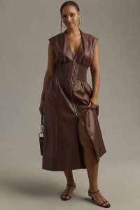 Forever That Girl Raina Short-Sleeve Lace Maxi Dress in Chocolate ~ luxe style cap sleeve fitted waist front zip dresses