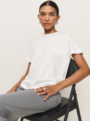 Reformation Rowan Crew Tee in White / women’s relaxed boxy style T-shirt / organic cotton T-shirts