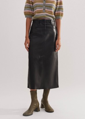 ME and EM Leather Midi Skirt in Black – luxury pencil skirts – women’s luxe autum / winter 20204 fashion