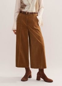 ME and EM Cord Culotte in Caramel Italian Cotton Corduroy – cropped wide leg trousers ~ chic brown culottes