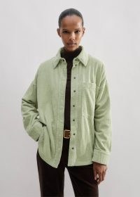 me and em Oversized Cord Shacket in Fresg Pistachio – women’s light green corduroy shackets – womens textued overshirt