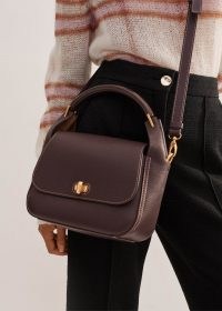 ME AND EM Resin Handle Crossbody Bag in Deep Merlot / dark purplish red leather bags / handbags for autumn 2024 / rich winter colours