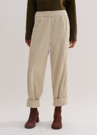 ME and EM Washed Cord Pull-On Trouser in Winter White – women’s relaxed fit corduroy trousers