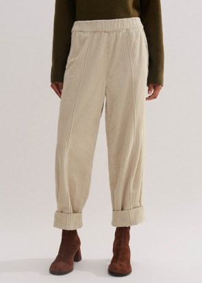 ME and EM Washed Cord Pull-On Trouser in Winter White – women’s relaxed fit corduroy trousers