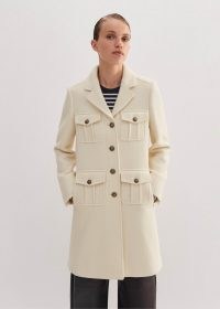 ME AND EM Wool-Blend Military Swing Coat in Ivory / women’s luxury off white winter coats for 2024 / 2025