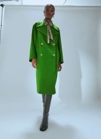 L.K. BENNETT Amor Green Double Breasted Wool Coat ~ chic longline winter coats ~ women’s elegant outerwear