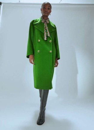 L.K. BENNETT Amor Green Double Breasted Wool Coat ~ chic longline winter coats ~ women’s elegant outerwear