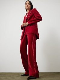 Jigsaw Ashby Velvet Blazer in Red – women’s tux style evening blazers