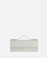 BEVZA BAGUETTE CLUTCH IN Dusty Ivory | chic off white leather bag | luxe contemporary minimalist design handbag