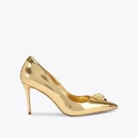 Kurt Geiger London belgravia eagle court heel in Gold – smooth metallic leather courts