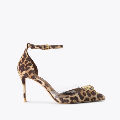 Kurt Geiger London belgravia vinyl high heel in Brown Other – embellished leopard print ankle strap high heels