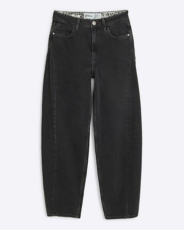 River Island Black Denim Barrel Jeans | women’s denim fashion