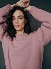 Reformation Gwen Oversized Regenerative Wool Sweater in Blush Pink / women’s drop shoulder jumper