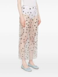 Cecilie Bahnsen Gus Maxi Skirt in Whire Tulle ~ sheer sequined skirts ~ see through sequinned fashion