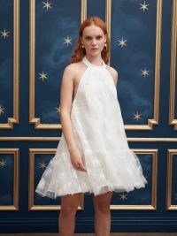 sister jane Before Midnight Chance Floral Tulle Dress in Pearl White ~ sleeveless open back sheer overlay party dresses