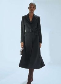 L.K. BENNETT Christie Black Belted Wool Coat ~ chic longline coats