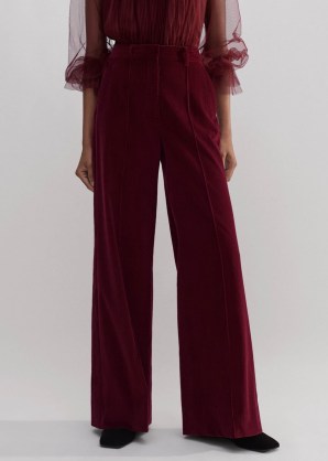 me and em Cord Wide-Leg Trouser Intense Red – women’s velvety corduroy trousers