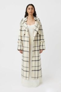 CAMILLA AND MARC Corelia Trench Coat in Cream and Black Check ~ tailored longline checked coats