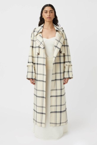 CAMILLA AND MARC Corelia Trench Coat in Cream and Black Check ~ tailored longline checked coats