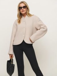 Reformation Owen Jacket in Cream – luxe winter jackets – women’s chic outerwear