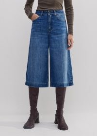 ME and EM Crease Front Denim Culotte Intense Blue | women’s creased cotton culottes