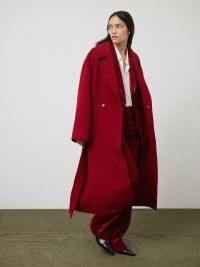 JIGSAW Double Faced Cocoon Wrap Coat in Red – womens longline tie waist single button winter coats