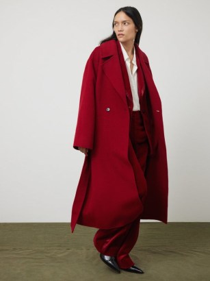 JIGSAW Double Faced Cocoon Wrap Coat in Red – womens longline tie waist single button winter coats