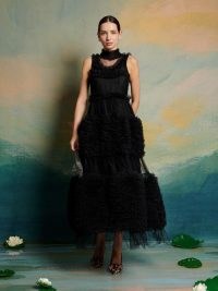 sister jane Black Swan Tulle Dress in Crow Black ~ romantic ruffled semi sheer occasion dresses ~ romance inspired party fashion