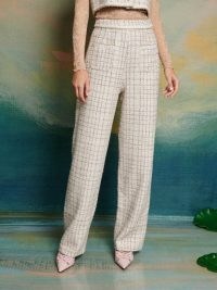 sister jane DREAM The Swan Dance Duet Tweed Trousers in Cream ~ women’s textured sequinned trouser