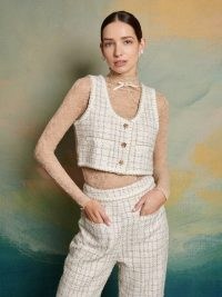 sister jane DREAM Duet Tweed Vest in Cream ~ women’s textured cropped vests ~ The Swan Dance collection