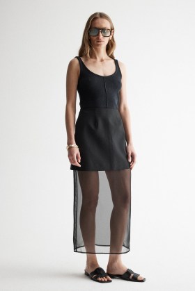 Elka Collective Elidi Skirt Black – part semi sheer organza column skirts