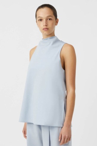 CAMILLA AND MARC Elliot Halter High Neck Top in Light Blue ~ chic sleeveless tops ~ women’s minimalist clothing