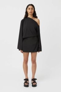 CAMILLA AND MARC Elliot Off-the-shoulder Mini Dress in Black ~ asymmetric LBD ~ short length one shoulder dresses