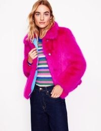 Boden Faux-Fur Coat in Pink / short fluffy coats / glamorous winter jacket