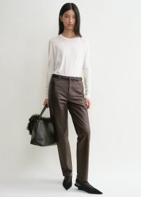 TOTEM Five-pocket leather trousers in bark ~ women’s chic brown straight leg trouser ~ womens luxe clothing