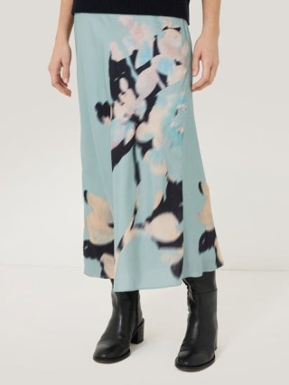 Jigsaw Floral Drift Silk Blend Skirt in Blue – midi bias cut slip skirts