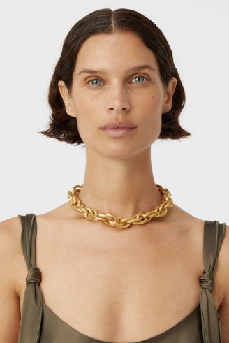 CAMILLA AND MARC Florence Necklace in Gold ~ luxe style chunky chain link necklaces ~ textured jewellery ~ modern luxury look jewelry