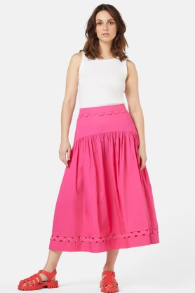 gorman Hartley Skirt in Pink ~ women’s organic cotton poplin midi skirts